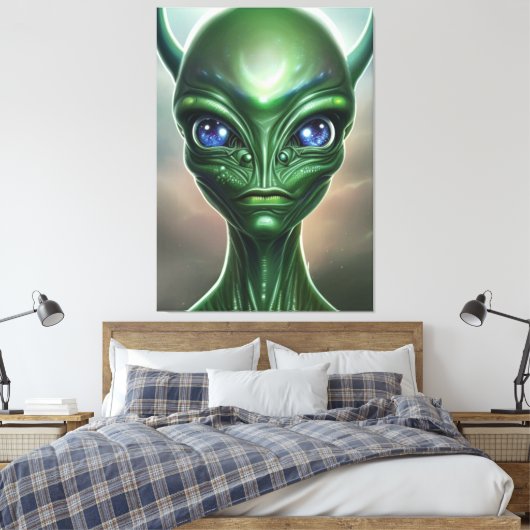Galactic Green Alien Canvas print (Insitu (Slaapkamer))
