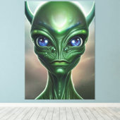 Galactic Green Alien Canvas print (Insitu (Houten vloer))
