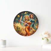 Galactic Guardians Retro Space Girls Grote Klok (Huis)