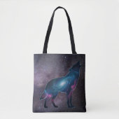Galactic Howling Wolf Silhouett Tote Bag (Voorkant)