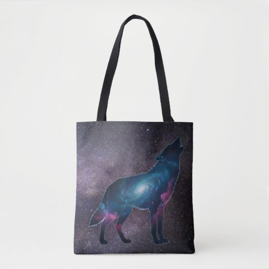 Galactic Howling Wolf Silhouett Tote Bag (Voorkant)