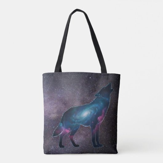 Galactic Howling Wolf Silhouett Tote Bag (Achterkant)