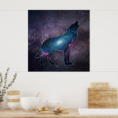Galactic Howling Wolf Silhouette Poster (Keuken)