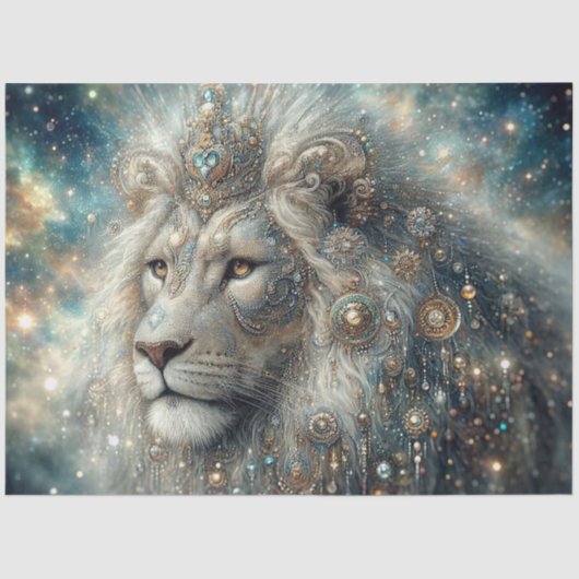 Galactic Lion Portrait Decoupage Tissuepapier (Voorkant)