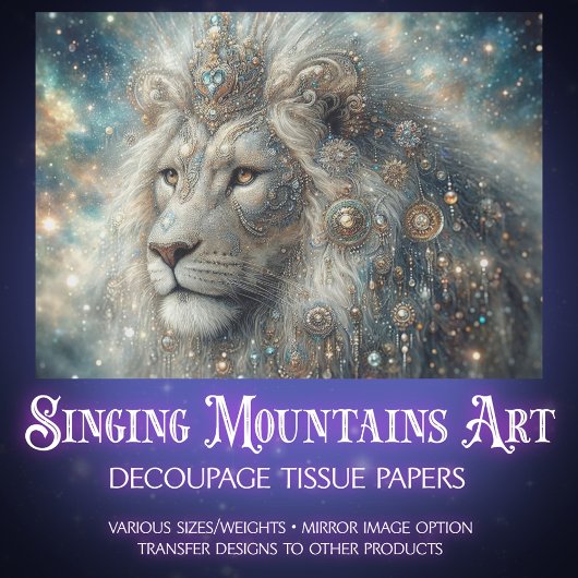 Galactic Lion Portrait Decoupage Tissuepapier