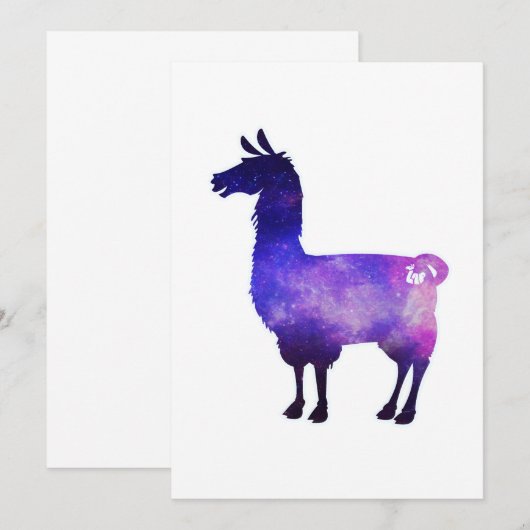 Galactic Llama Uitnodiging (Voorkant / Achterkant)