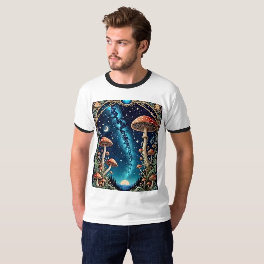 Galactic Mushroom Forest Fantasy T-shirt (Voorkant volledig)