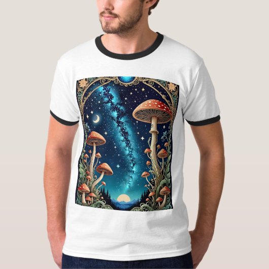 Galactic Mushroom Forest Fantasy T-shirt (Voorkant)