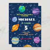 Galactic Planets Verjaardagsfeestuitnodiging Kaart (Voorkant / Achterkant)