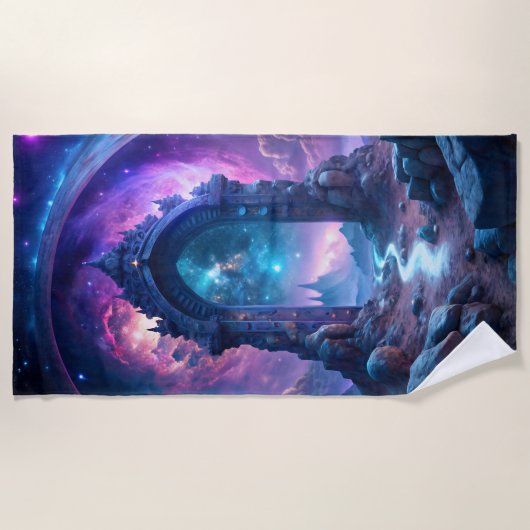 Galactic Portal Fantasy | kosmische gateway Strandlaken (Voorkant)