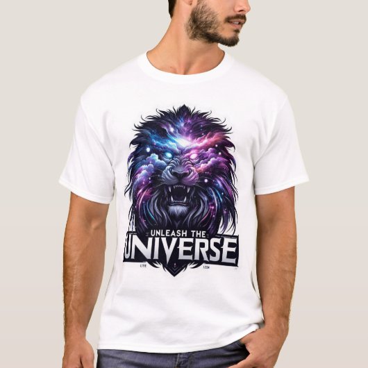 Galactic Pride: Majestic Universe Lions T-shirt vo (Voorkant)
