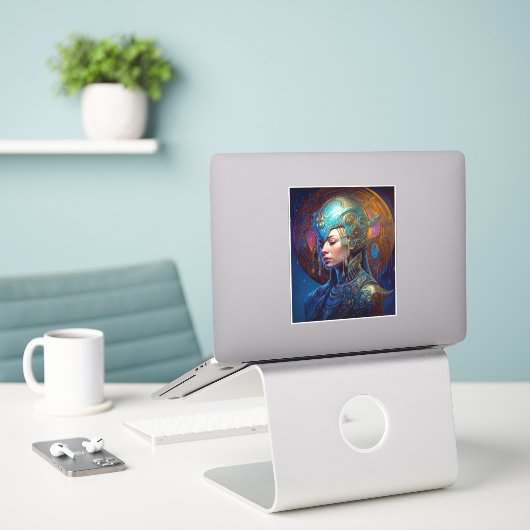Galactic Queen Science Fiction Fantasy Art Sticker (Laptop op bureau)