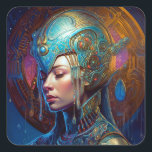 Galactic Queen Science Fiction Fantasy Art Vierkante Sticker<br><div class="desc">Fantasy art producten van The Lunarium.</div>