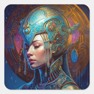 Galactic Queen Science Fiction Fantasy Art Vierkante Sticker