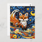 Galactic Red Fox Kind Like Kunst Briefkaart (Voorkant / Achterkant)