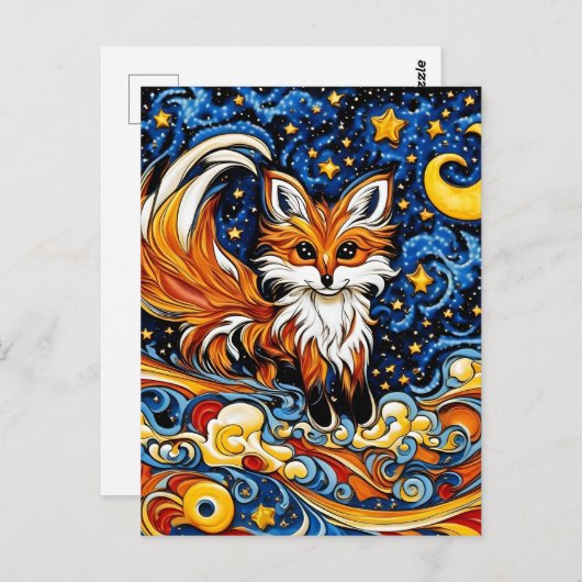 Galactic Red Fox Kind Like Kunst Briefkaart (Voorkant / Achterkant)