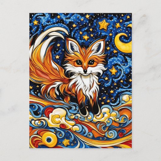 Galactic Red Fox Kind Like Kunst Briefkaart (Voorkant)
