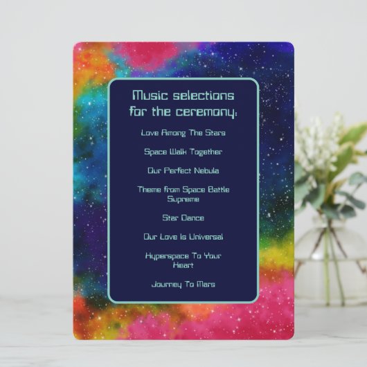 Galactic Sci-Fi Wedding Music-programma Programmakaart (Staand voorkant)