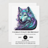 Galactic Spirit Wolf Birthday Kaart (Voorkant / Achterkant)