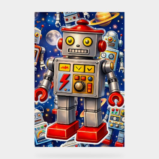 Galactic tin robot space adventure acryl bord (Voorkant)
