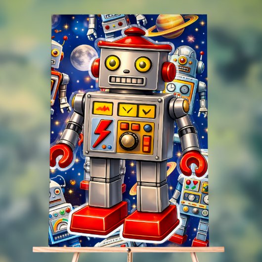Galactic tin robot space adventure acryl bord (Neutraal)