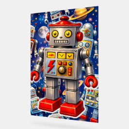 Galactic tin robot space adventure acryl bord