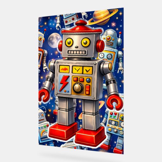 Galactic tin robot space adventure acryl bord (Hoek)
