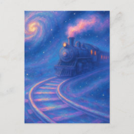 Galactic Train Track - Pastel Style Fantasy Art Briefkaart