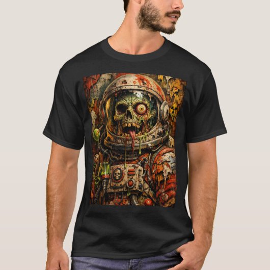 Galactic Undead: Zombie Astronaut Graphic Tee T-shirt (Voorkant)