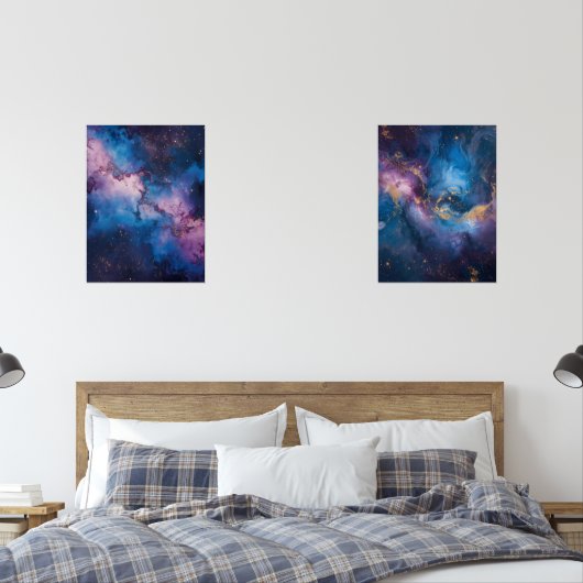 Galactic Whispers – Abstract Space Canvas Muurkunst Sets (Slaapkamer)