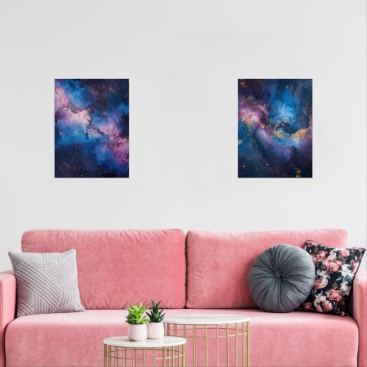 Galactic Whispers – Abstract Space Canvas Muurkunst Sets (Woonkamer)