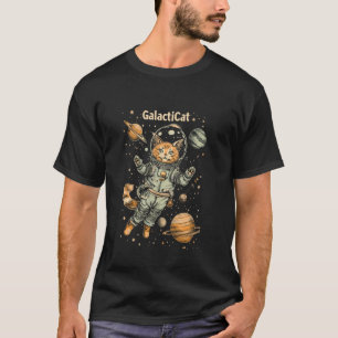 GalactiCat Grafisch - Ruimte Astronaut Kat in Melk T-shirt