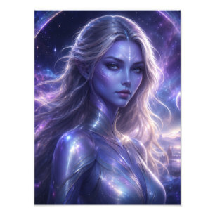 Galactisch Agent - Kosmisch Vrouwelijk Fantasiepor Foto Afdruk