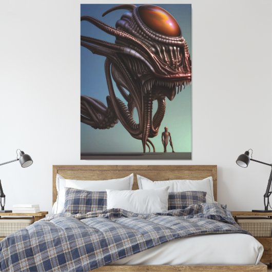 Galactisch Alien Monster Canvas afdrukken (Insitu (Slaapkamer))