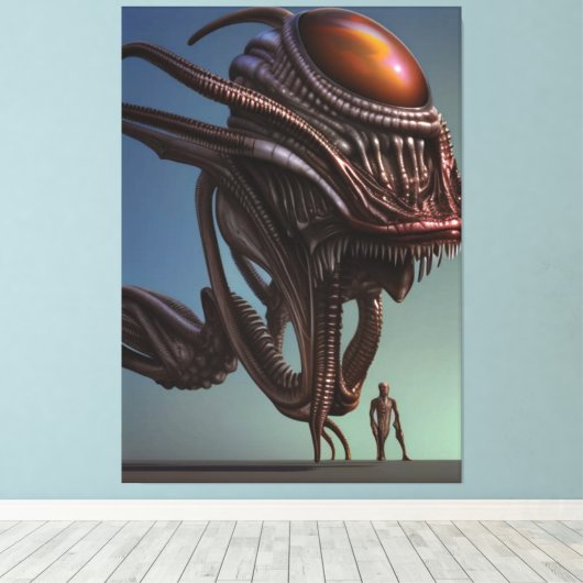 Galactisch Alien Monster Canvas afdrukken (Insitu (Houten vloer))