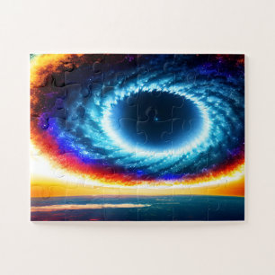 Galactisch Blauw en Oranje Kleurrijk Storm in Ruim Legpuzzel