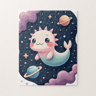 Galactisch Kawaii Axolotl Ruimte Sticker T-Shirt Legpuzzel