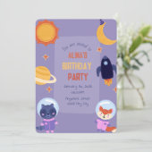 Galactisch kind verjaardagsuitnodiging kaart (Staand voorkant)