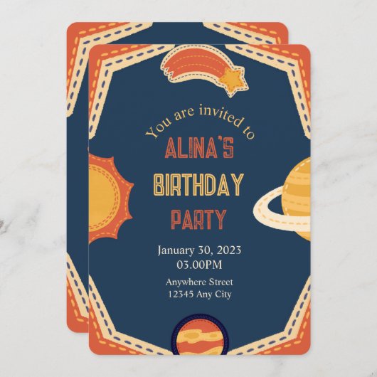 Galactisch kind verjaardagsuitnodiging kaart (Voorkant / Achterkant)