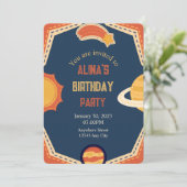 Galactisch kind verjaardagsuitnodiging kaart (Staand voorkant)