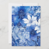 Galactisch kobalt en zilveren bloemenbruiloft kaart (Achterkant)