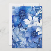 Galactisch kobalt en zilveren bloemenbruiloft kaart (Achterkant)