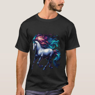 Galactisch Paard met Kleurrijke Manen T-shirt