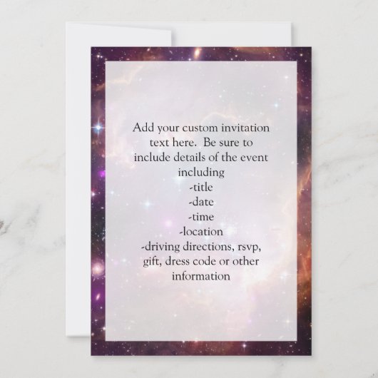 Galactisch Paars buitenruimte Kaart (Achterkant)