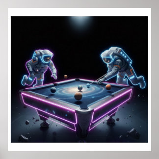 Galactisch Pool Nacht – Astronauten Spelen Cosmic Poster