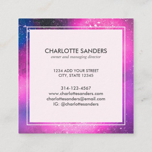 Galactisch universum energieherstelling vierkante visitekaartje (Achterkant)