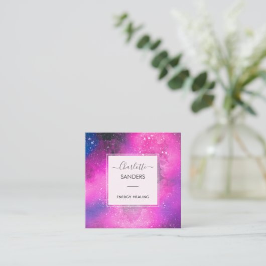 Galactisch universum energieherstelling vierkante visitekaartje (Staand voorkant)