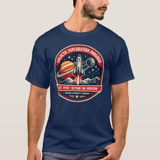 Galactisch Verkenningsprogramma Vintage Ruimtemiss T-shirt (Voorkant)