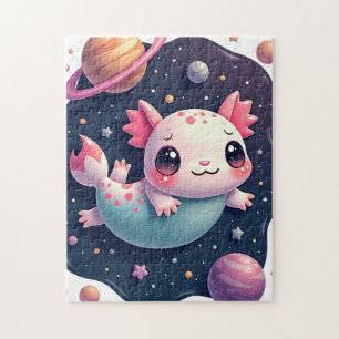 Galactische Axolotl Kawaii Ruimte Sticker Schattig Legpuzzel