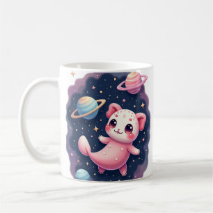 Galactische Axolotl Ruimte Kat Kawaii Sticker Scha Koffiemok